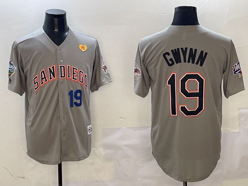 Men San Diego Padres #19 Gwynn Grey Throwback Game 2025 Nike MLB Jersey style 31210->san diego padres->MLB Jersey